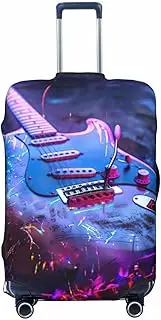 [CADREWY] Nice Guitar Print Travel Suitcase Cover Luggage Protector with Elastic Anti Scratch for Carry On, Black, Small