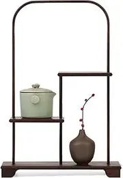 Chicken Wing Wood Duobao Pavilion Antique Shelf Living Room Shelf Mahogany Tea Display Cabinet Solid Wood Chinese Style Small Antique Shelf,Basket
