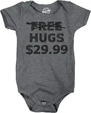 [Crazy Dog T-shirts] Free Hugs 29.99 Baby Bodysuit Funny Affection Sale Price Tag Joke Jumper For Infants (Dark Heather Grey - Free Hugs) - Newborn