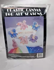 1990 Needlecraft ALA Mode Plastic Canvas Kit Unicorn Cloud Wall Hanging NEW