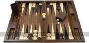 Dal Negro Detroit Deluxe Walnut 18-inch Backgammon Set with Inlaid Wooden Playing Surface - Accessories Included: Wooden Backgammon Checkers, Dice Shakers, Dice and Doubling Cube - Made in Italy