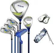 PGM Junior Golf Club Complete Set Includes Driver, Hybrid, 7, 9, Wedge Irons, Putter, Stand Bag Right Handed for Children Kids, 6 Pieces Youth Golf Clubs with 2 Headcovers for Boys & Girls