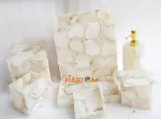 Natural White Agate Bathroom Accessory Set, Soap dispenser, lotion dispenser