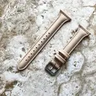 Beige Smooth Slim Elegant Soft Leather Band Strap for Fitbit Versa Smart Watch