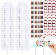 Syhood 50 Pcs DIY Kites for Kids Making Kit 20 Inch Summer Decorating Coloring Kites with Watercolor Pens and String Making Craft Kits for Outdoor Game and Activities