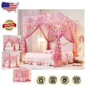 Whimsical Unicorn Bed Canopy with Lights - Perfect for Girls' Bedrooms
