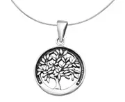 Silver Circular Tree-Of-Life Pendant Necklace