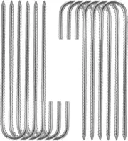 Galvanized Rebar Stakes, 12 Inch Heavy Duty Ground Stakes J Hooks for Camping Te