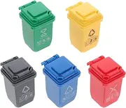 Zerodeko 5 PCS 1/12 Miniature Trash Can, Simualtion Mini Garbage Can Rubbish Bin for Dollhouse Decor DIY Scene Pretend Play Furniture Model