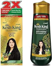 Kesh King Ayurvedic Scalp and Hair Oil, 300ml & Anti Hairfall Shampoo, 340ml Combo