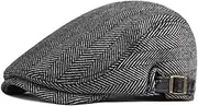 [Leadigol] Newsboy Hats for Men,Men's Flat Cap,Men Wool Blend Flat Cap Tweed Newsboy Hat,Cotton Newsboy Cap Soft Fit Cabbie Hat Men's Cotton Flat Cap Gray, Gray, Medium-Large