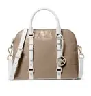 Michael Kors Bedford Legacy Medium Dome Satchel Purse Bag Truffle White $328