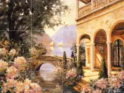 Art Mural Ceramic Flower Bridge Backsplash Bath Tile #1210