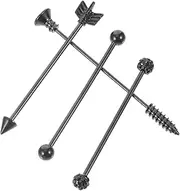 [LIFKOME] Modern Double Ear Holes Earbob Industrial Arrow Earrings Ear Cartilage Jewelry Smooth Stainless Steel Studs