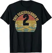 [X.Style] Toddler 2 Yr Old Skateboarder 2nd Birthday Skateboard Skater ds1404 T-Shirt (S) Black