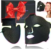 NEEMOSI LED Face & Neck Mask, Face Care Device - 8 Colours LED Light Therapy, Rejuvenation, Anti-Ageing Product Against Wrinkles, LED Red Light Mask for All Skin Types (Black Gold)