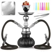 2 Hose Hookah Set 11'' Small Shisha Hookah Set With Mini Pumpkin Glass Vase, ...