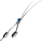 7.5” Essentials Curved Scissors – Professional High Grade Stainless Steel Easy Grip Dog Grooming Scissors – Ideal for Shaping Around Natural Curves (Left Handed)