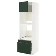 METOD / MAXIMERA hi cab f ov/combi ov w dr/2 drwrs, white/Havstorp deep green, 60x60x200 cm