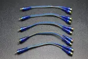 5 PCS RCA WIRE BLUE GRAY Y SPLITTER 2 FEMALE 1 MALE CAR HOME AUDIO BLS