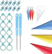 122 Pcs Cookie Decorating Tools kit,13.7 Inch 100 Pcs Piping Pastry Bag, 10 Pcs Pastry Bag Ties, 10 Pcs Pastry Bag Clips and 2 Pcs Sugar Stir Needle for Cookie Cake Frosting Icing Decorating