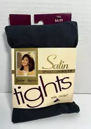 Vintage Jaclyn Smith Satin Opaque Control Top with Lycra Navy Blue Tall