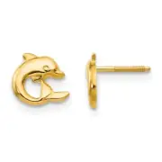 14K Yellow Gold 8mm Dolphin Stud Earrings Push Back Madi K Children's Jewelry