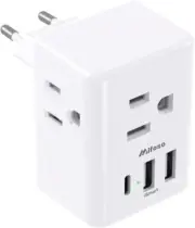 European Travel Plug Adapter with USB Charging Ports(1 C), International...