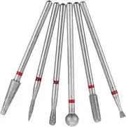 6pcs Set Nail Polish Head Set Hand Nail Tool Nail Drill Bits Nail Bit Nail Drills Tool Nail Polish Drill Bits Nail Grinding Head Beauty Tool Nails Drill Bits Silver Metal