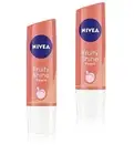 Nivea Tinted Lip Care Fruity Shine, Peach, 4.8g New Sealed Fresh (Pack of 2)