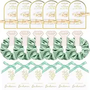 18 Pcs Bridesmaid Proposal Gifts Bridesmaid Hair Clips Hair Scrunchies Proposal Card Bridal Shower Gifts Bachelorette Party Wedding Favors Bridal Party Present (Green Series)
