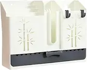 Adhesive Utensil Holder | Kitchen Cutlery Wall Mount Utensil Basket With Hooks,Kitchen Silverware Drainer Container For Scoops Spoons Spatula Forks Chopsticks Knives, Utensil Drainer Holder - No Punch