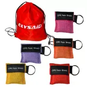 100 Pcs 5 Colors First Aid CPR Face Shield Keychain Pouch One Way Valve CPR Mask