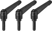 uxcell M8 x 25mm Handle Adjustable Clamping Lever Thread Push Button Ratchet Male Threaded Stud Knobs Locking Rotating Screw Handles Quick Release Bolt Black 3pcs