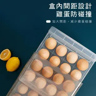 【麥瑞】透氣雙層雞蛋盒(雞蛋盒 雞蛋格 雞蛋收納 透明雞蛋盒 抽屜雞蛋盒 保鮮盒 分類盒 收納盒 32格雞蛋盒)