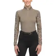Kastel Denmark Women's Long Sleeve Raglan Taupe Belts 1/4 Zip Shirt