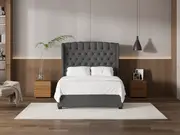 My Style Winged Headboard & Slimline Base - Double / Gunmetal / Standard Base