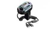 Car Bluetooth 5.3 FM Transmitter, Dual USB 3.1A/1A, Ambient Light, PD Charging,