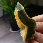 96G Natural Bumblebee Jade Quartz Square Pointed Stone Pillar Healing