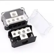 2PCS TuoLauthon 4 Way Power Distribution Block 1x 0/2/4 AWG Gauge in / 4x 4/8/10