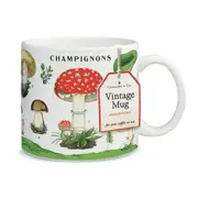 Cavallini Vintage Glassware Coffee/Tea Mug 414ml/19.5cm Vintage Mushrooms