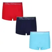 Ben Sherman Mens Boxers 3 Pack Carlos Trunks Solid Colourways Cotton Stretch