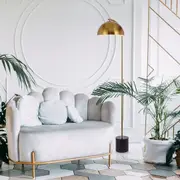 ortez Floor Lamp in Black/Antique Gold or White/Antique Gold