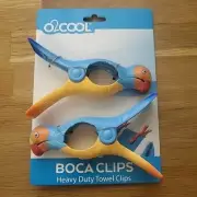 O2COOL Set of 2 Parrot Boca Clips Beach Towel Holders NEW IN PKG