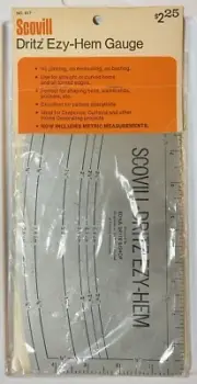 Dritz Ezy-Hem Gauge by Scovill; vintage dressmaking tool, new old stock