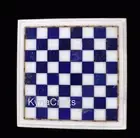 Square White Marble Coffee Table Top Geometric Pattern Inlay Work Study Table