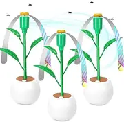 Fly Fans for Tables, Fly Repellent Fans Indoor Outdoor Food Fans Keep Flies Away, Fly Spinner Table Top with Holographic Blades, Bug Fans for Picnic, Party, BBQ (White&Green, 3Packs)