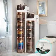 3 Drawers Slim Bathroom Storage Cabinet Narrow Floor Cabinet with Wheels Toil...
