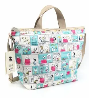 【熱賣精選】 LeSportsac x Snoopy 2431 漫畫格 淺色 輕量 托特包 出遊 旅行 降落傘防水