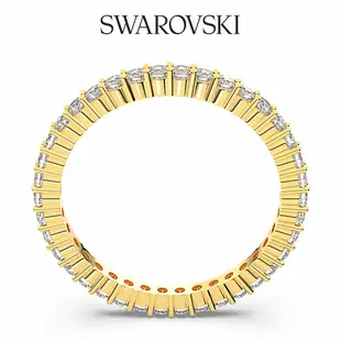 SWAROVSKI 施華洛世奇 Vittore 戒指 圓形切割, 白色, 鍍金色色調 55